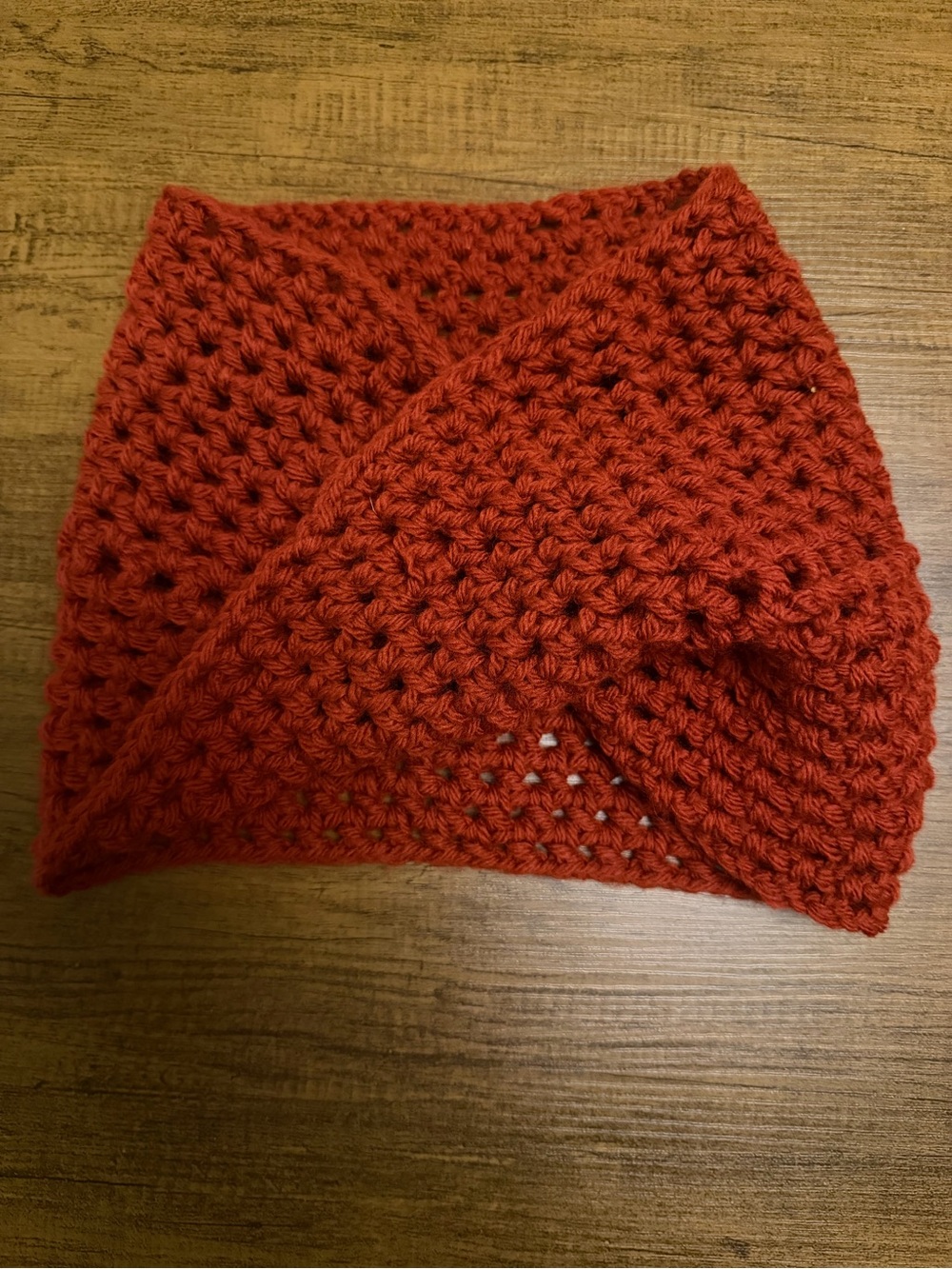 Burnt orange knit infinity scarf